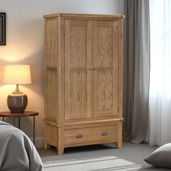Hopewood Oak 2 Door 1 Drawer Wardrobe