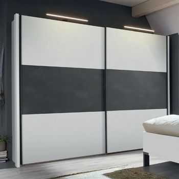 Breda White and Slate 250cm 2 Door Sliding Wardrobe