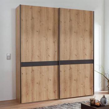 Rialto Oak and Slate Trim 2 Door Sliding Wardrobe