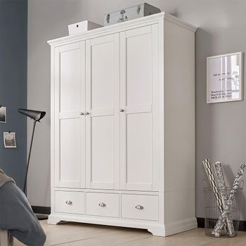 Hampstead White 3 Door 3 Drawer Wardrobe