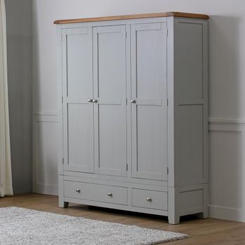 Melbourne French Grey Painted 3 Door 3 Drawer Wardrobe