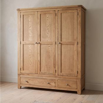 Melbourne Country Rustic Oak 3 Door 3 Drawer Wardrobe