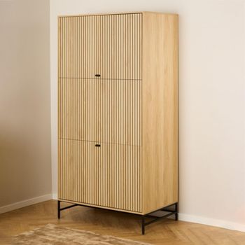 Albany Oak Ribbed 4 Door Wardrobe