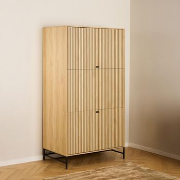 Albany Ribbed Oak 4 Door Wardrobe