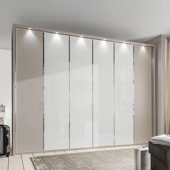 All In Grey and White Glass 6 Door Wardrobe