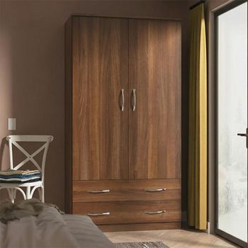 Avon H 182.5cm 2 Door 2 Drawer Double Walnut Wardrobe