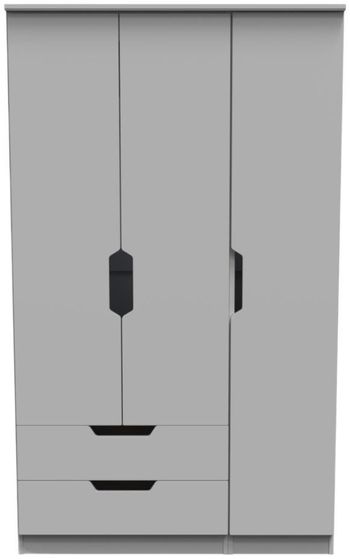 Bella Grey 3 Door Triple Wardrobe with LHF 2 Drawer