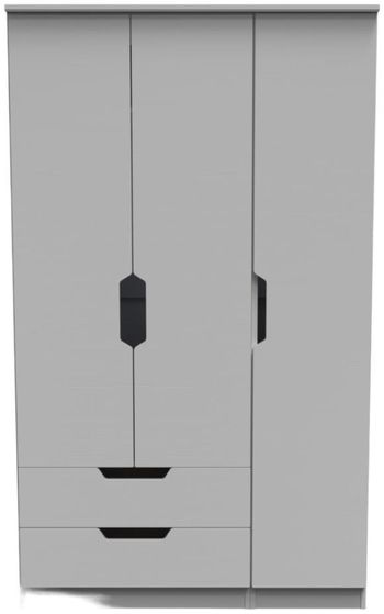 Bella Grey Ash 3 Door Triple Wardrobe with LHF 2 Drawer