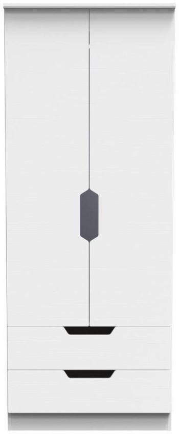 Bella White 2 Door 2 Drawer Double Wardrobe