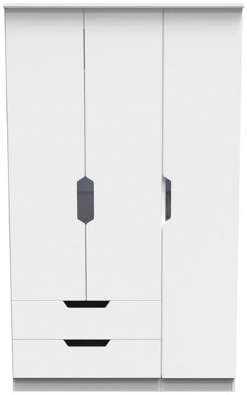 Bella White 3 Door Triple Wardrobe with LHF 2 Drawer