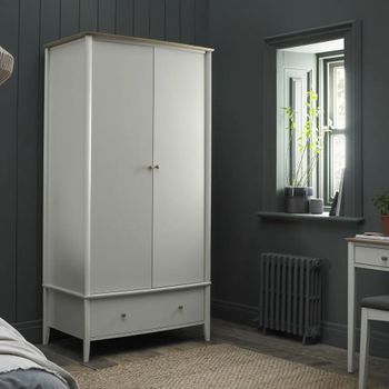 Whitby Scandi Oak and Soft Grey 2 Door Combi Wardrobe