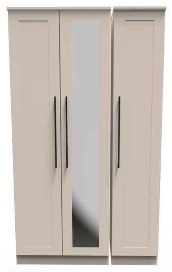 Beverley Cashmere 3 Door Tall Triple Wardrobe with 1 Mirror