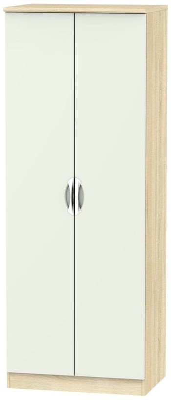 Camden High Gloss Cashmere and Bardolino 2 Door Tall Hanging Wardrobe