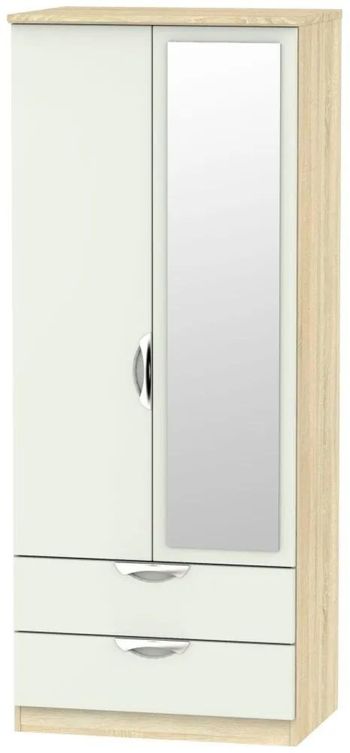 Camden Cashmere and Oak 2 Door Combi with 1 Mirror Wardrobe