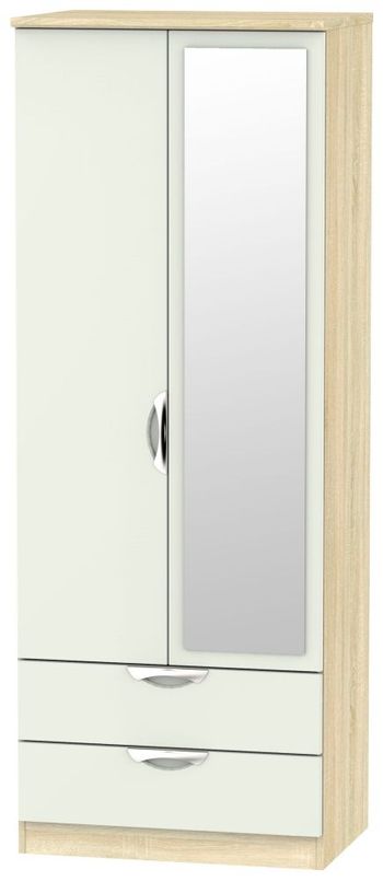 Camden Cashmere and Oak 2 Door Tall Combi with 1 Mirror Wardrobe