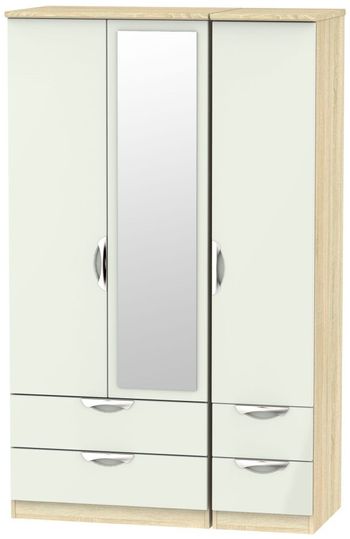 Camden Cashmere and Oak 3 Door Combi with 1 Mirror Wardrobe