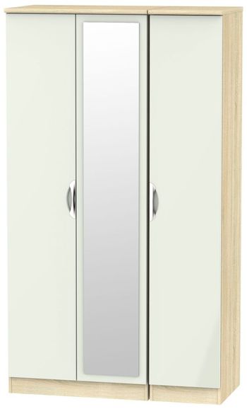 Camden Cashmere and Oak 3 Door Tall Triple with 1 Mirror Wardrobe