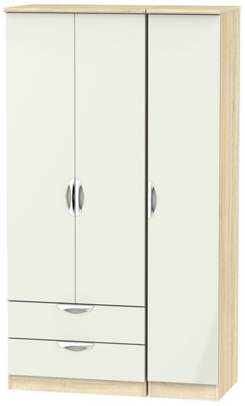 Camden Cashmere and Oak 3 Door LHF 2 Drawer Tall Triple Wardrobe