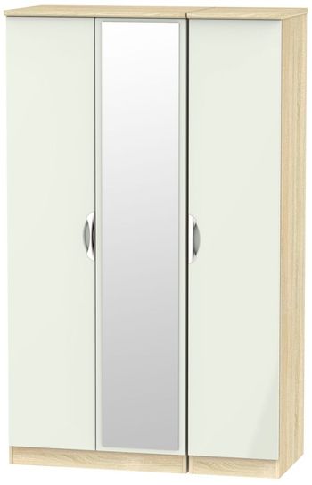 Camden Cashmere and Oak 3 Door Triple with 1 Mirror Wardrobe