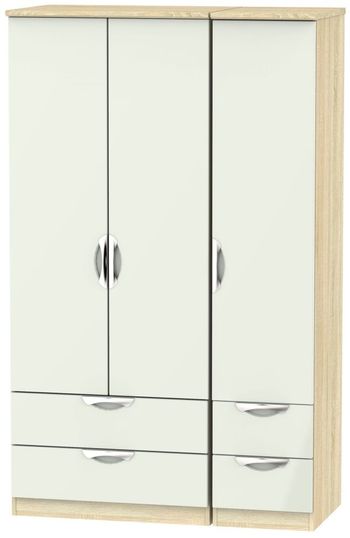Camden Cashmere and Oak 3 Door 4 Drawer Triple Wardrobe