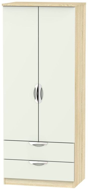 Camden Gloss Cashmere and Oak 2 Door 2 Drawer Double Wardrobe