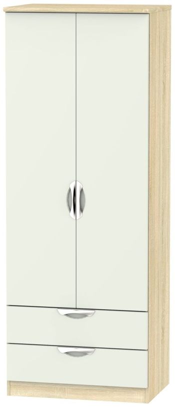 Camden Gloss Cashmere and Oak 2 Door 2 Drawer Tall Wardrobe