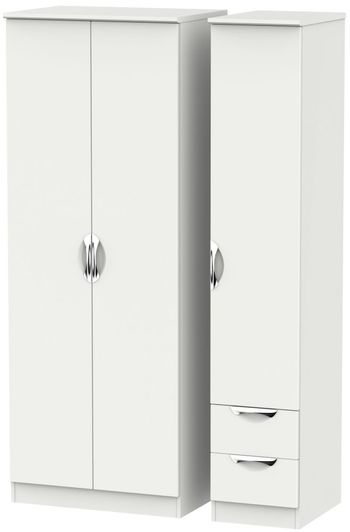 Camden Tall Grey 3 Door RHF 2 Drawer Triple Wardrobe