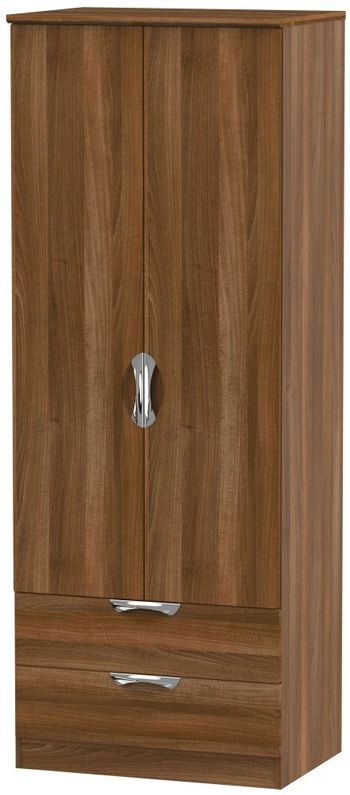 Camden Walnut 2 Drawer 2 Door Tall Wardrobe