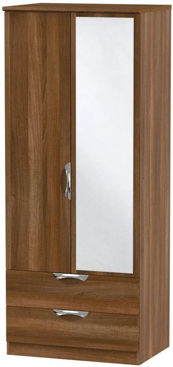 Camden Combi 2 Door 1 Mirror Walnut Wardrobe