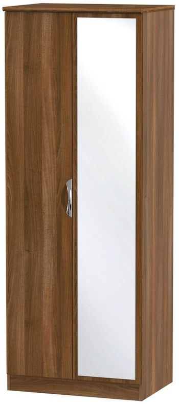 Camden 2 Door 1 Mirror Walnut Tall Wardrobe