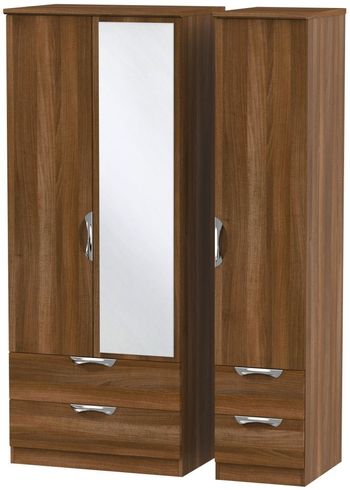 Camden Combi 3 Door 1 Mirror Walnut Wardrobe