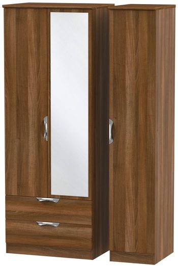 Camden Tall Combi 3 Door 1 Mirror and LHF 2 Drawer Walnut Wardrobe