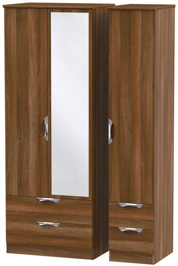 Camden Tall Combi 3 Door 1 Mirror Walnut Wardrobe
