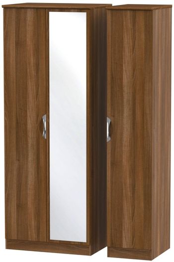 Camden Tall 3 Door 1 Mirror Walnut Triple Wardrobe
