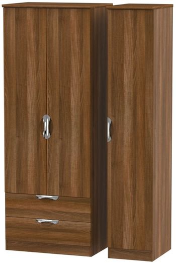 Camden Tall 3 Door LHF 2 Drawer Walnut Triple Wardrobe