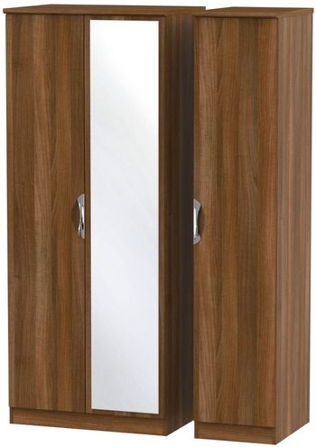 Camden 3 Door 1 Mirror Walnut Triple Wardrobe