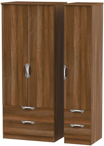 Camden Walnut 3 Door 4 Drawer Triple Wardrobe