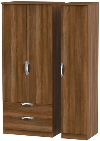 Camden 3 Door LHF 2 Drawer Walnut Triple Wardrobe