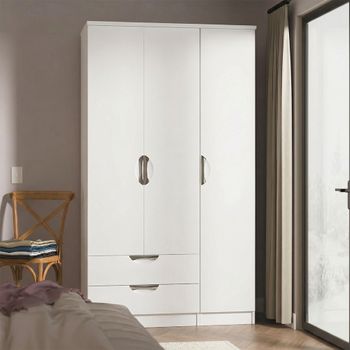 Camden White Gloss 3 Door LHF 2 Drawer Tall Triple Wardrobe