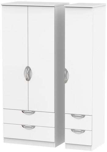 Camden White Matt 3 Door 4 Drawer Triple Wardrobe