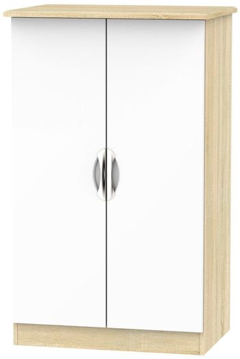 Camden White Gloss and Oak 2 Door Wardrobe