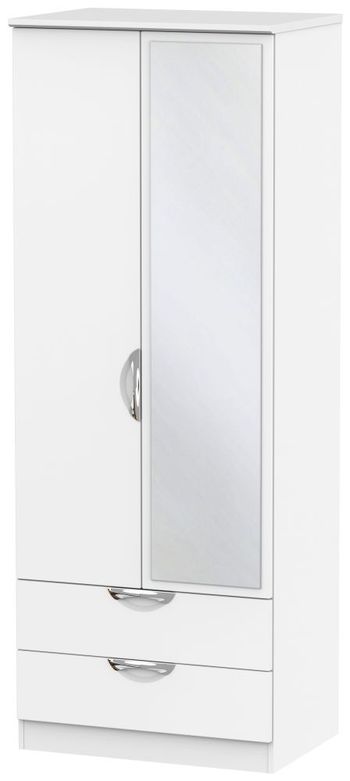 Camden White Matt 2 Drawer 2 Door Tall Wardrobe