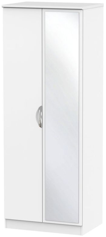 Camden White Matt 2 Door 1 Mirror Tall Wardrobe