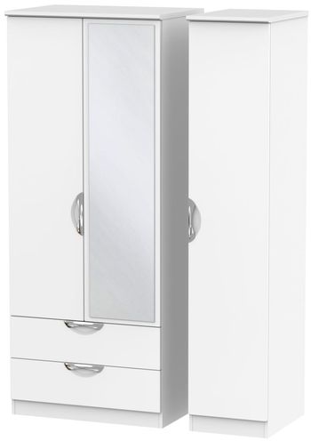 Camden Combi White Matt 3 Door 1 Mirror LHF 2 Drawer Wardrobe