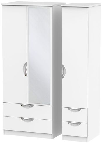 Camden Combi White Matt 3 Door 1 Mirror Wardrobe