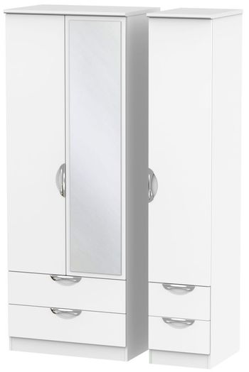 Camden Tall Combi White Matt 3 Door 1 Mirror Wardrobe