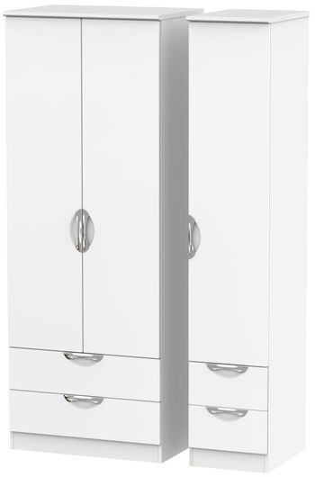 Camden Tall White Matt 3 Door 4 Drawer Triple Wardrobe
