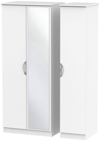 Camden White Matt 3 Door 1 Mirror Triple Wardrobe