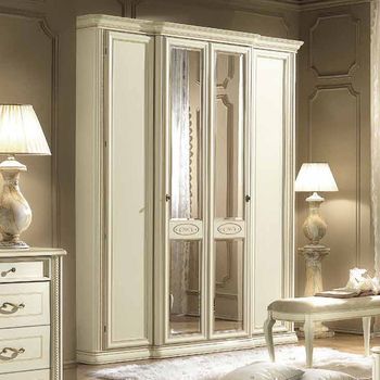 Siena Italian Ivory 4 Door Wardrobe with Mirrors