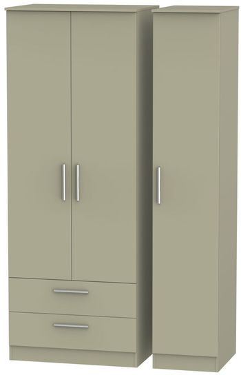 Contrast Mushroom 3 Door LHF 2 Drawer Triple Wardrobe